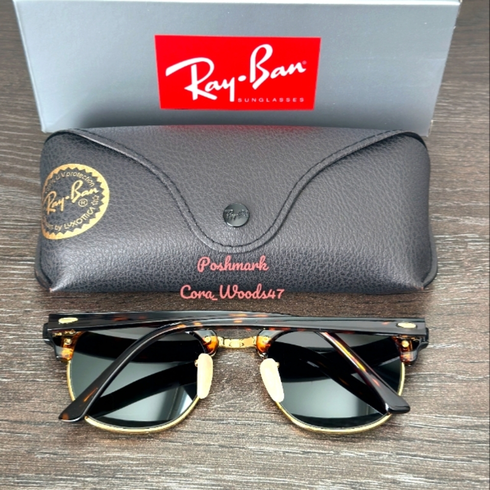RayBan Clubmaster Green Lenses RB3016 Tortoise Frame Unisex New - Picture 8 of 16